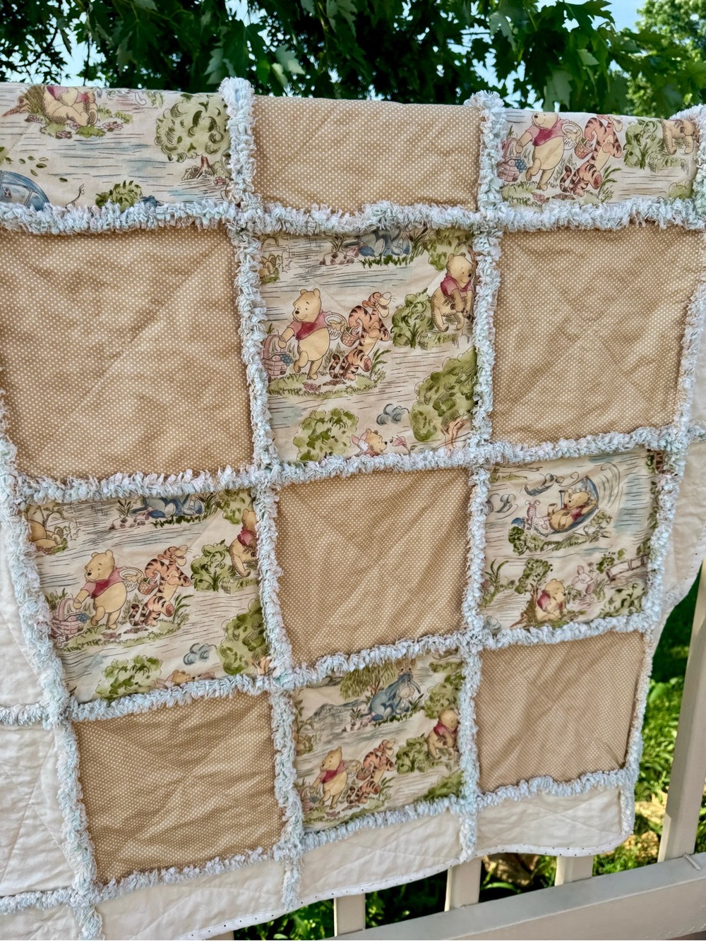 Winnie the Pooh Handcrafted Rag Quilted Baby/Toddler Blanket - Picture 3 of 8